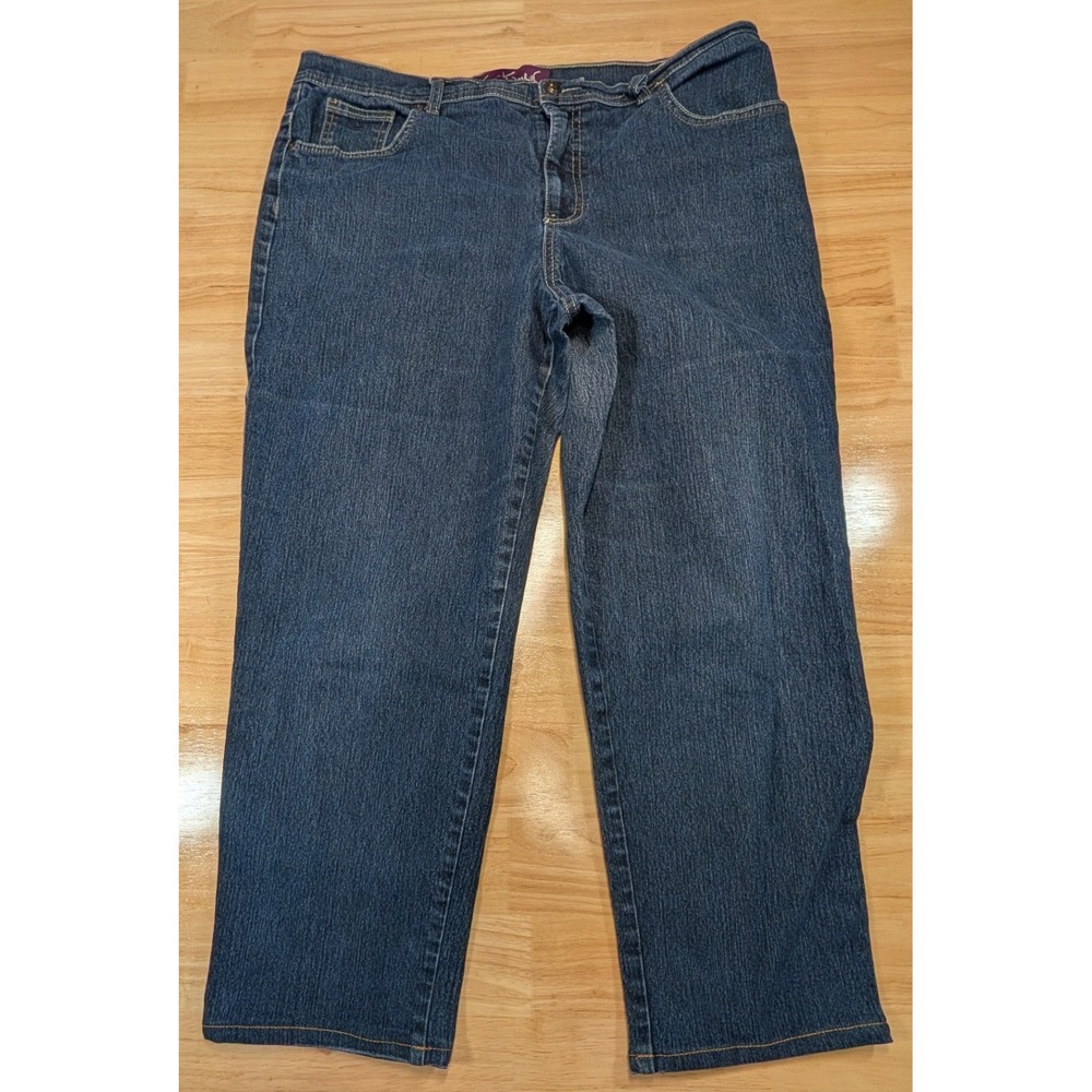 Gloria Vanderbilt Womens 16 Short Dark Wash Straight Leg Stretch Blue Jeans